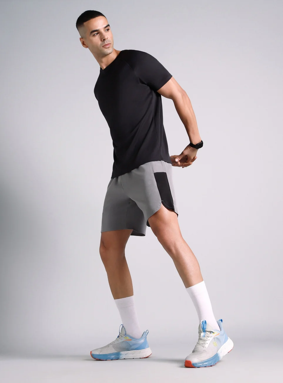 Men's Grey Pace Up Runner's Shorts - Image 3