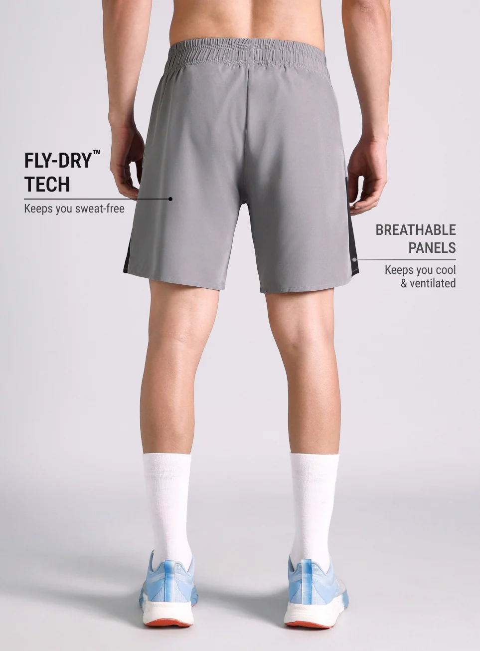 Men's Grey Pace Up Runner's Shorts - Image 6