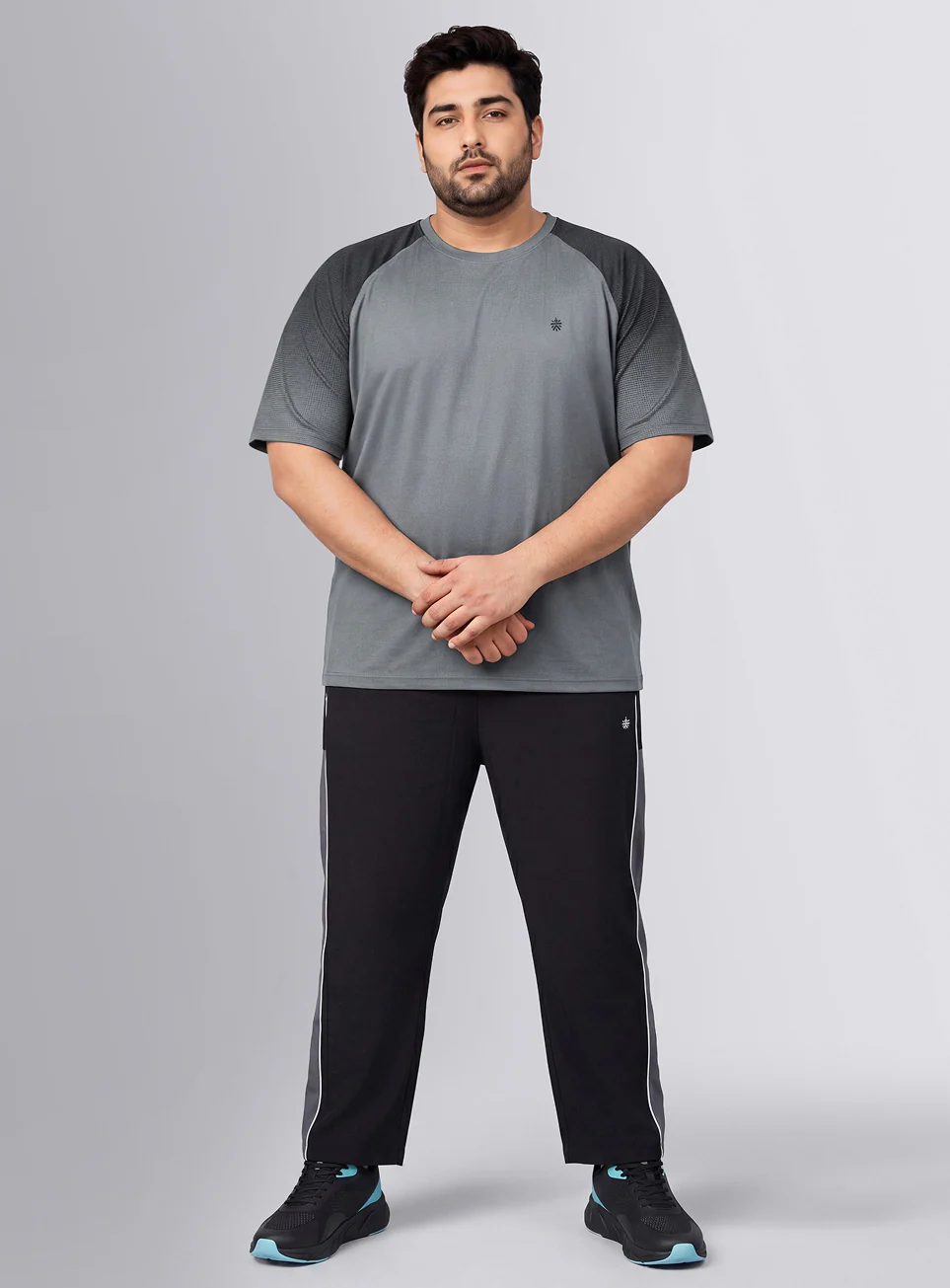 Men's Grey Power Pop Training Plus Size T-Shirt - Image 3