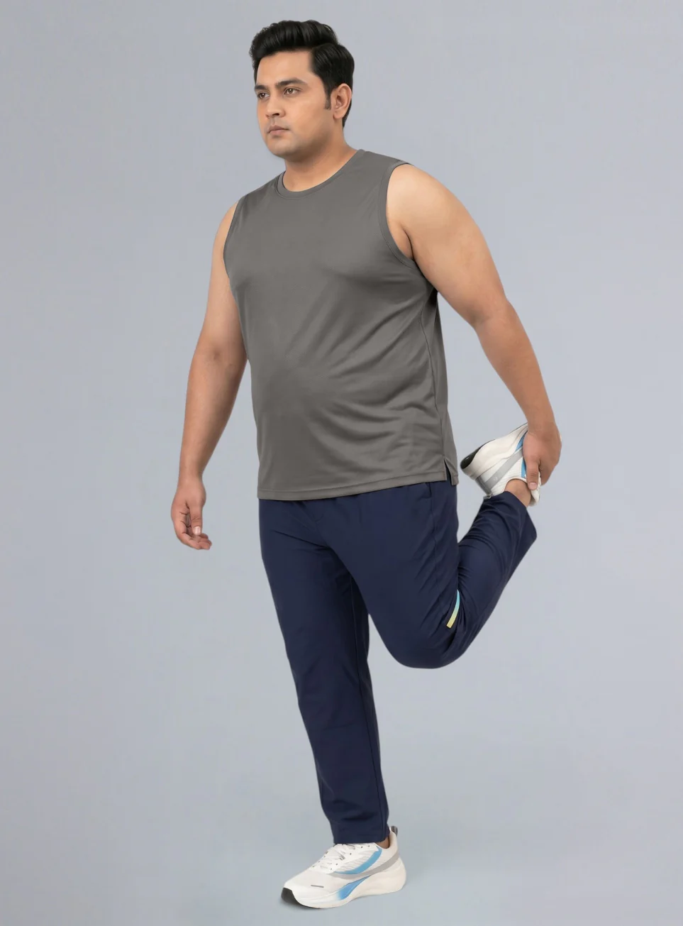 Men's Grey Training Essential Plus Size Tank - Image 3