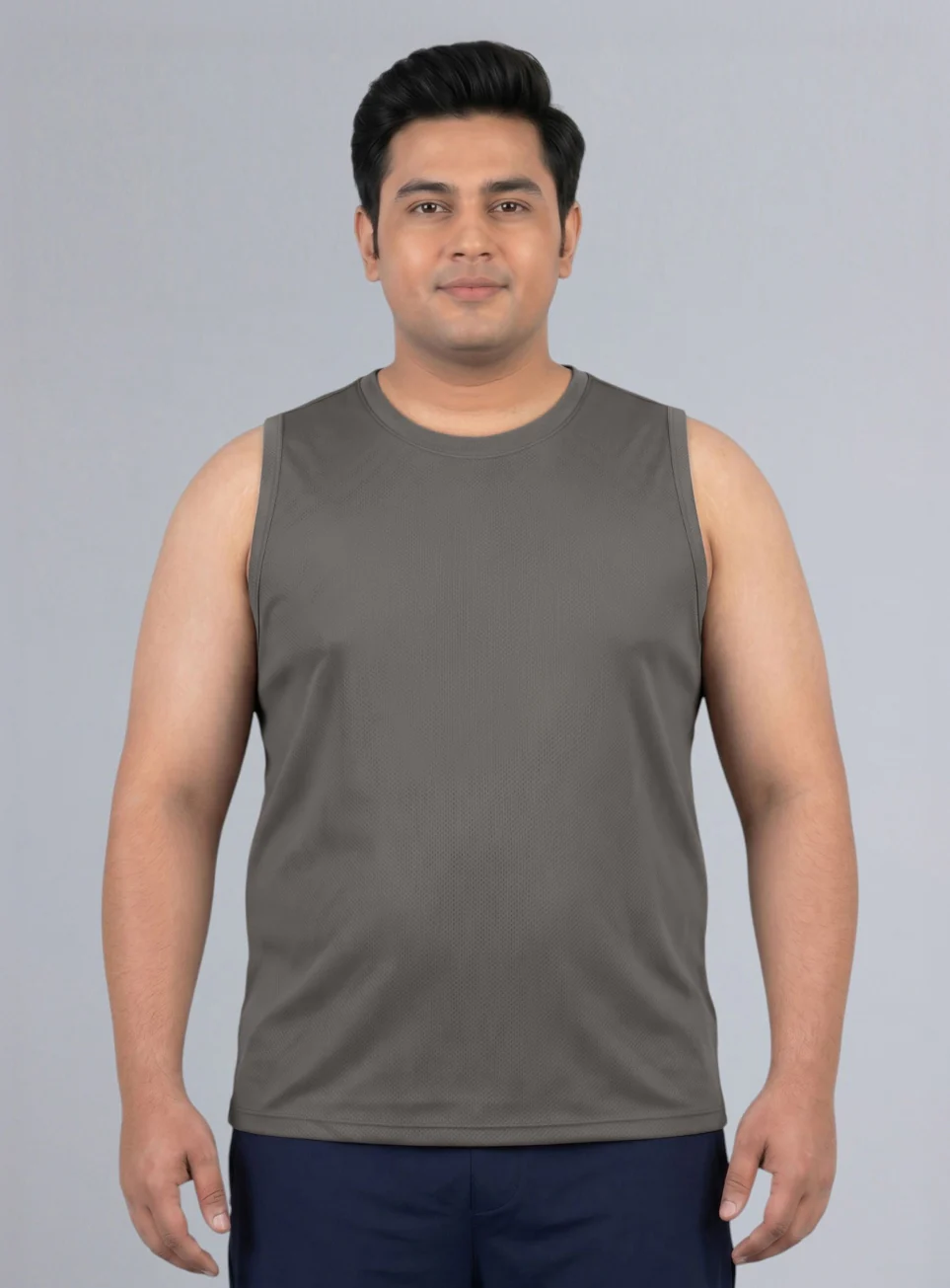 Men's Grey Training Essential Plus Size Tank - Image 4