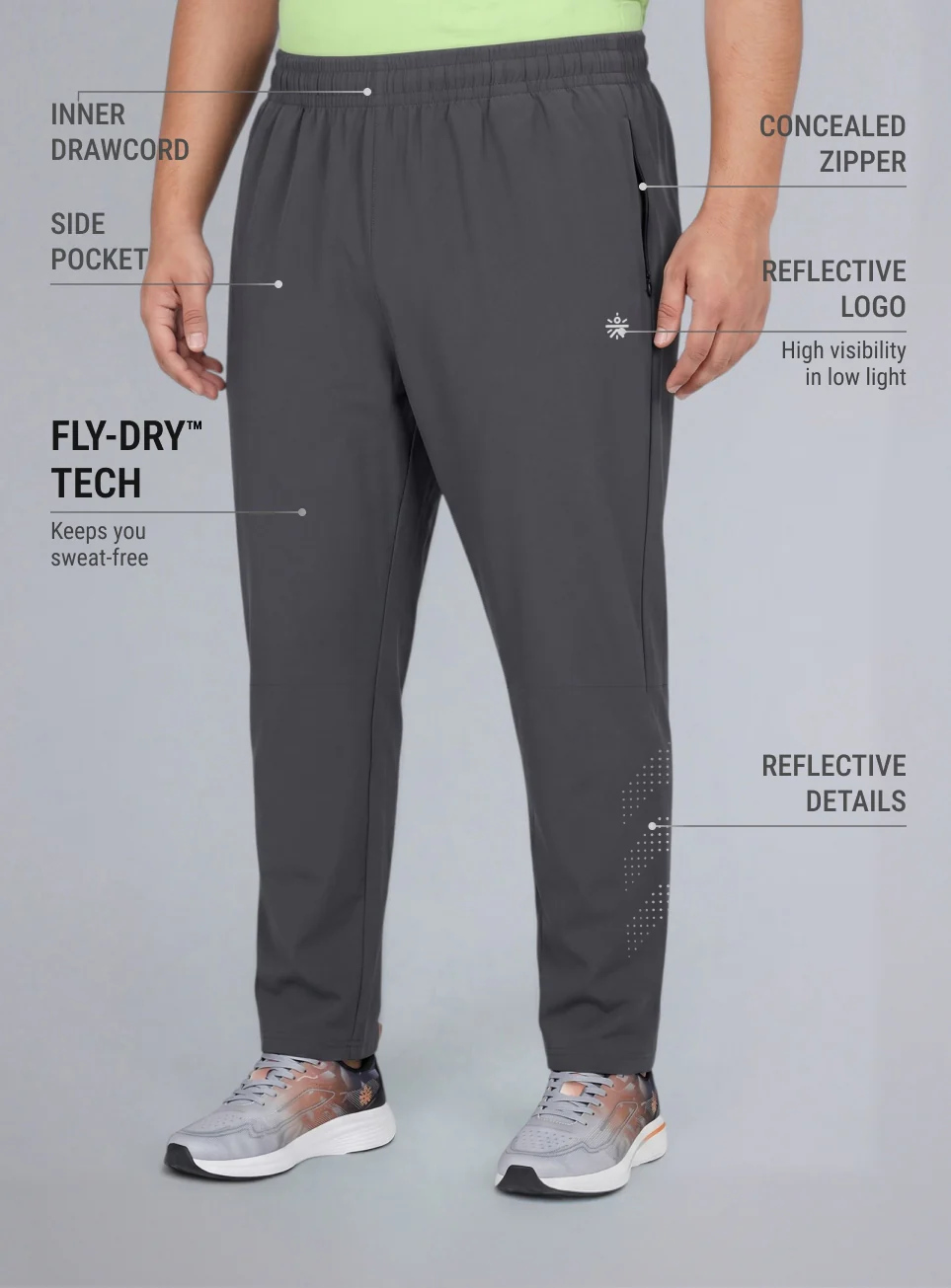 Men's Grey Ultimate Running Plus Size Trackpants - Image 5