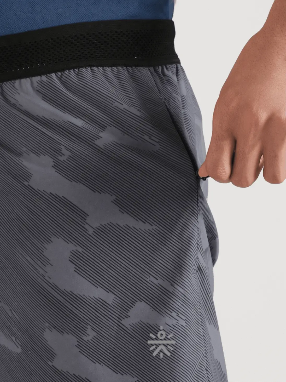 Men's Grey Urban Camo Plus Size Shorts with In-Buit Tights - Image 7