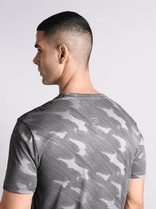 Men's Grey Urban Camo Running T-shirt - Image 10