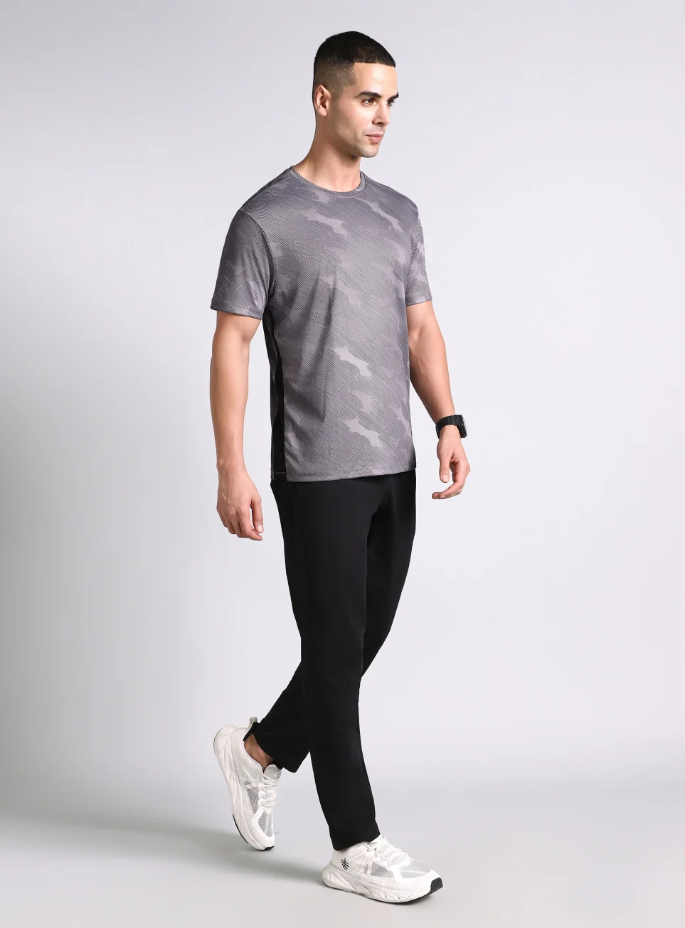 Men's Grey Urban Camo Running T-shirt - Image 3