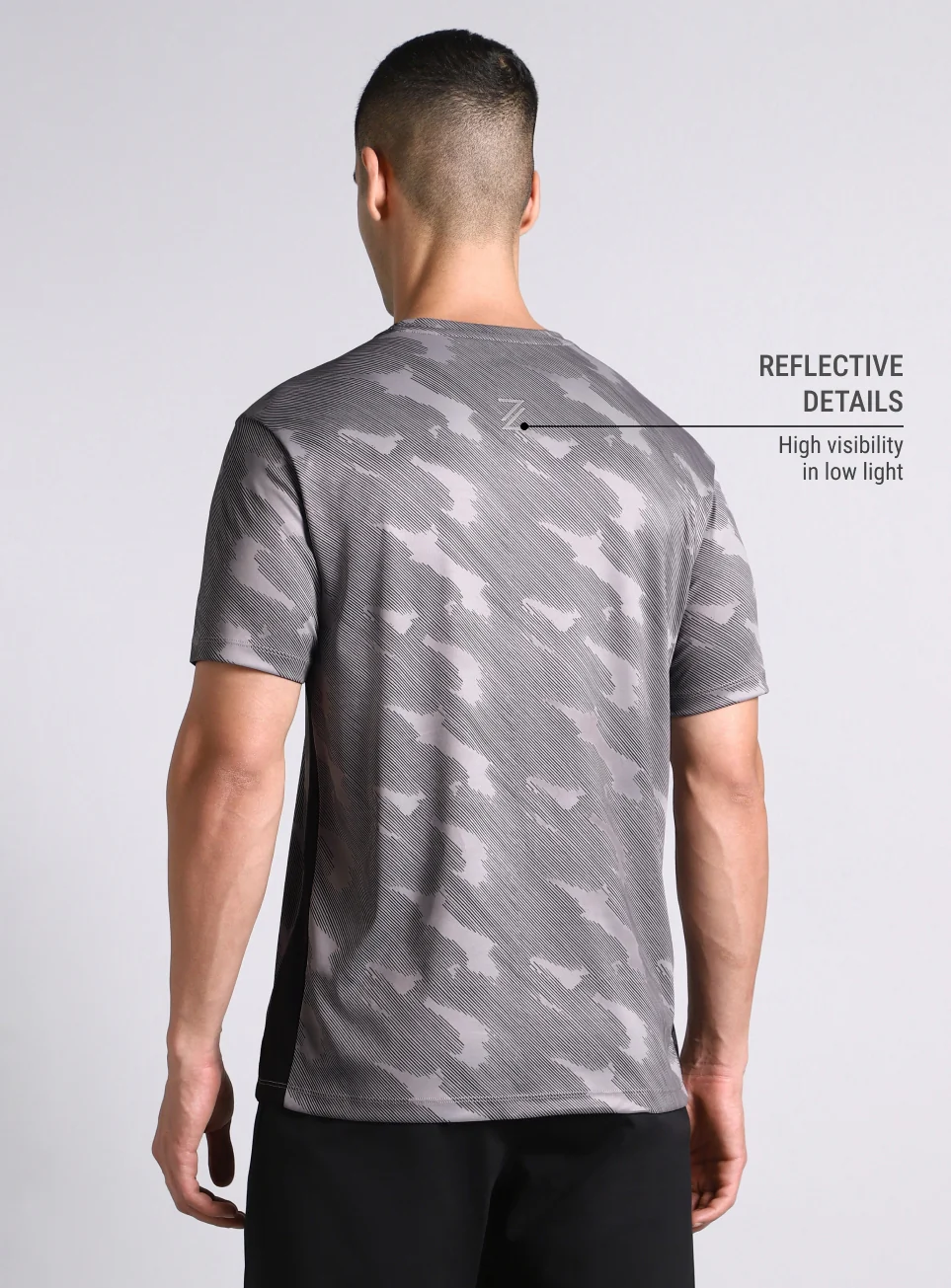 Men's Grey Urban Camo Running T-shirt - Image 6