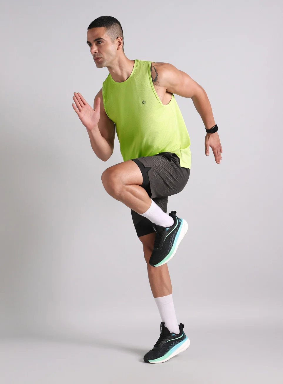 Men's Lime Cult Strider Running Tank - Image 3