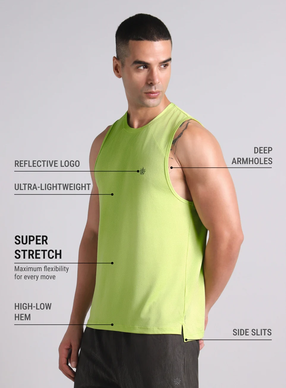 Men's Lime Cult Strider Running Tank - Image 5