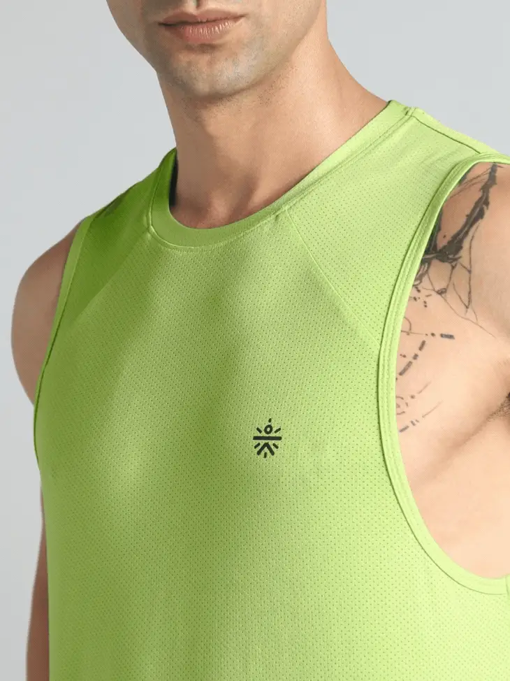 Men's Lime Cult Strider Running Tank - Image 7