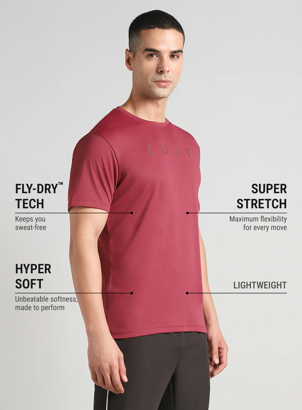 Men's Maroon All Day Training T-shirt - Image 5