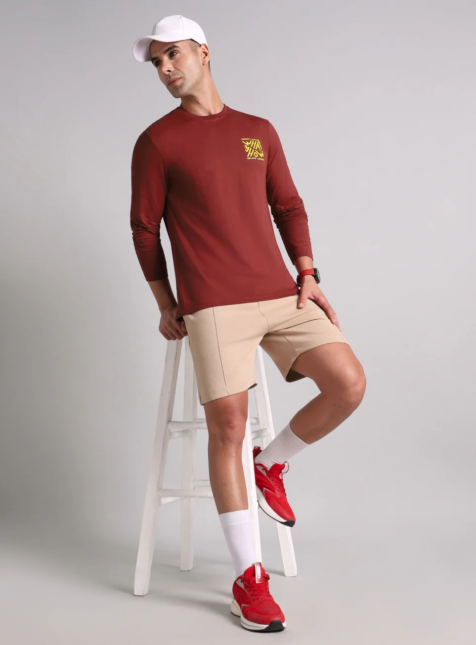 Men's Maroon Cult Graphic Full Sleeve T-shirt - Image 2