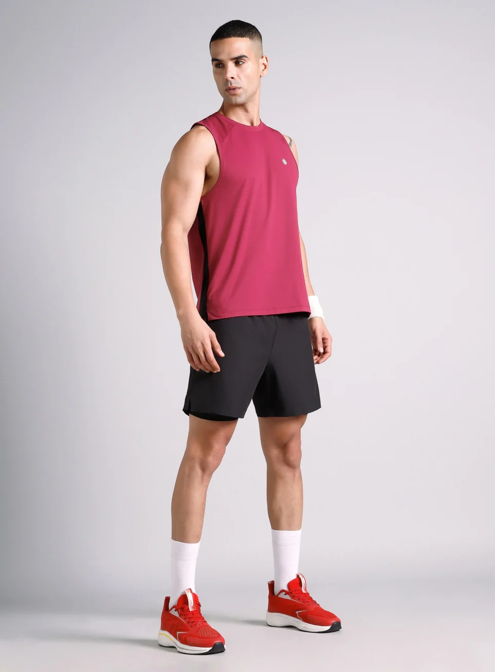 Men's Maroon Pop up Training tank - Image 2