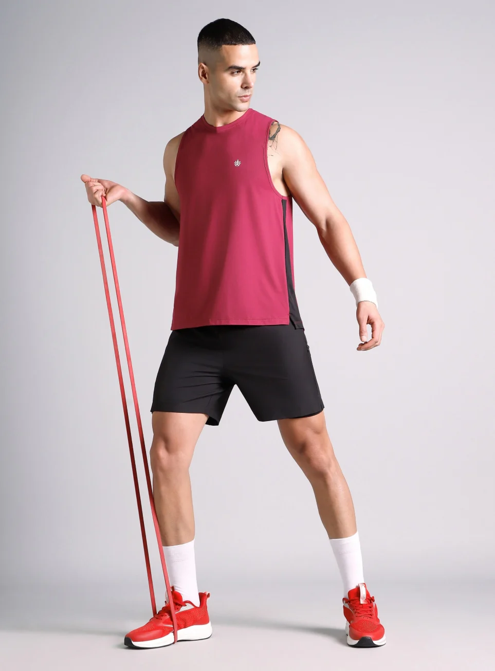 Men's Maroon Pop up Training tank - Image 3