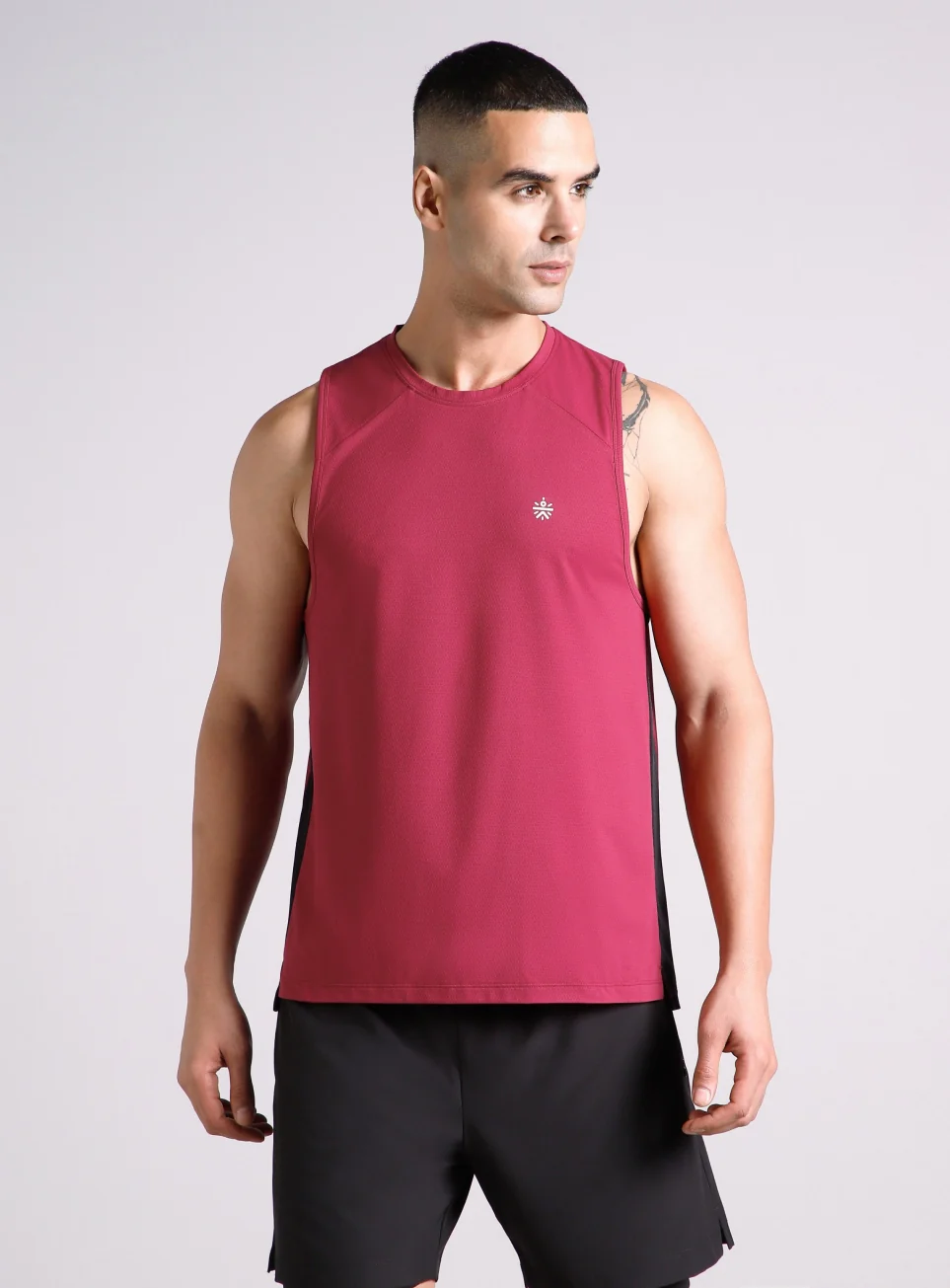 Men's Maroon Pop up Training tank - Image 4