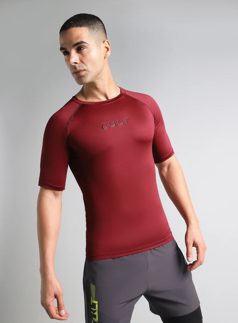 Men's Maroon Power Compression T-shirt
