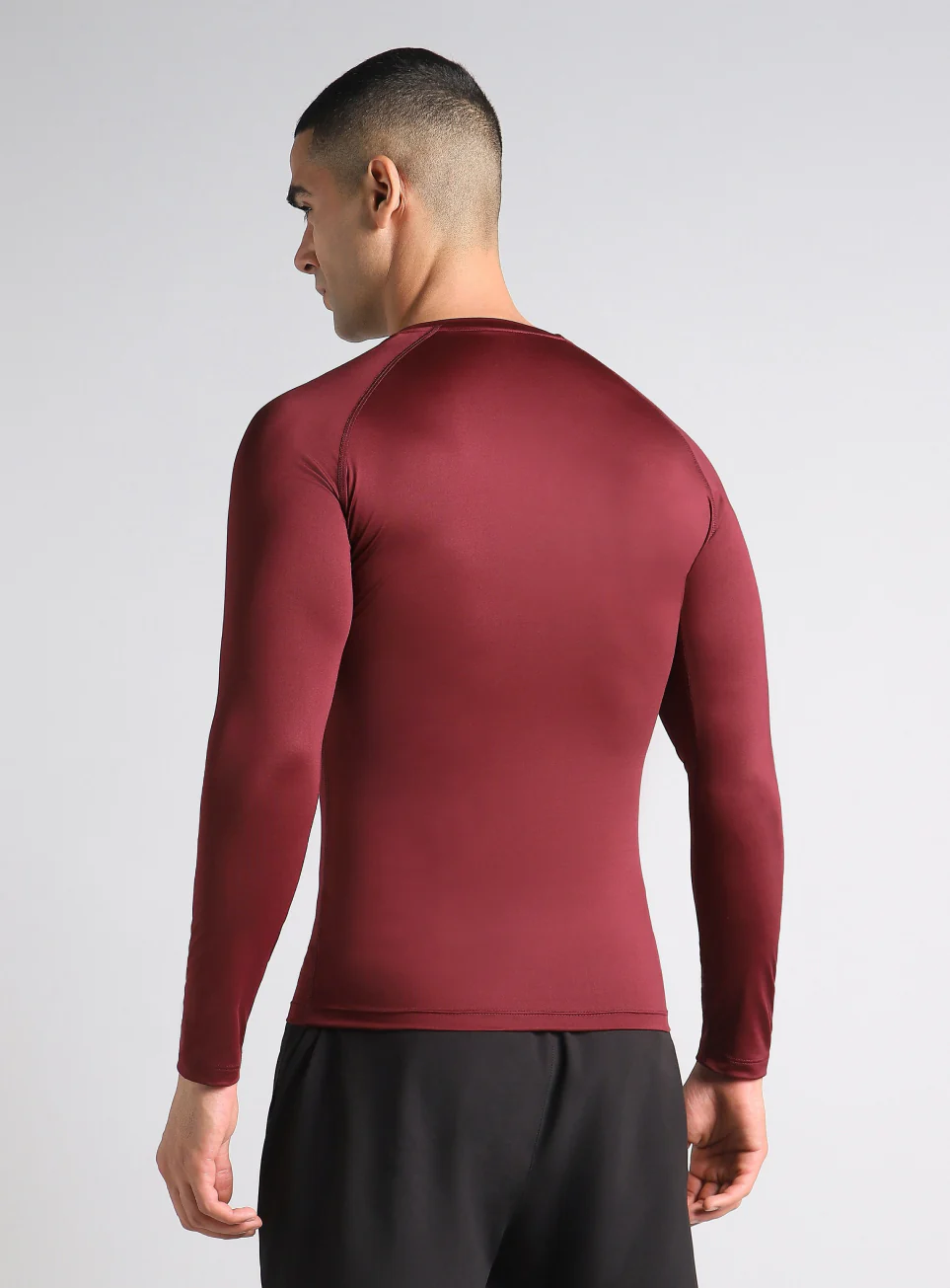 Men's Maroon Power Compression Full Sleeve T-shirt - Image 6