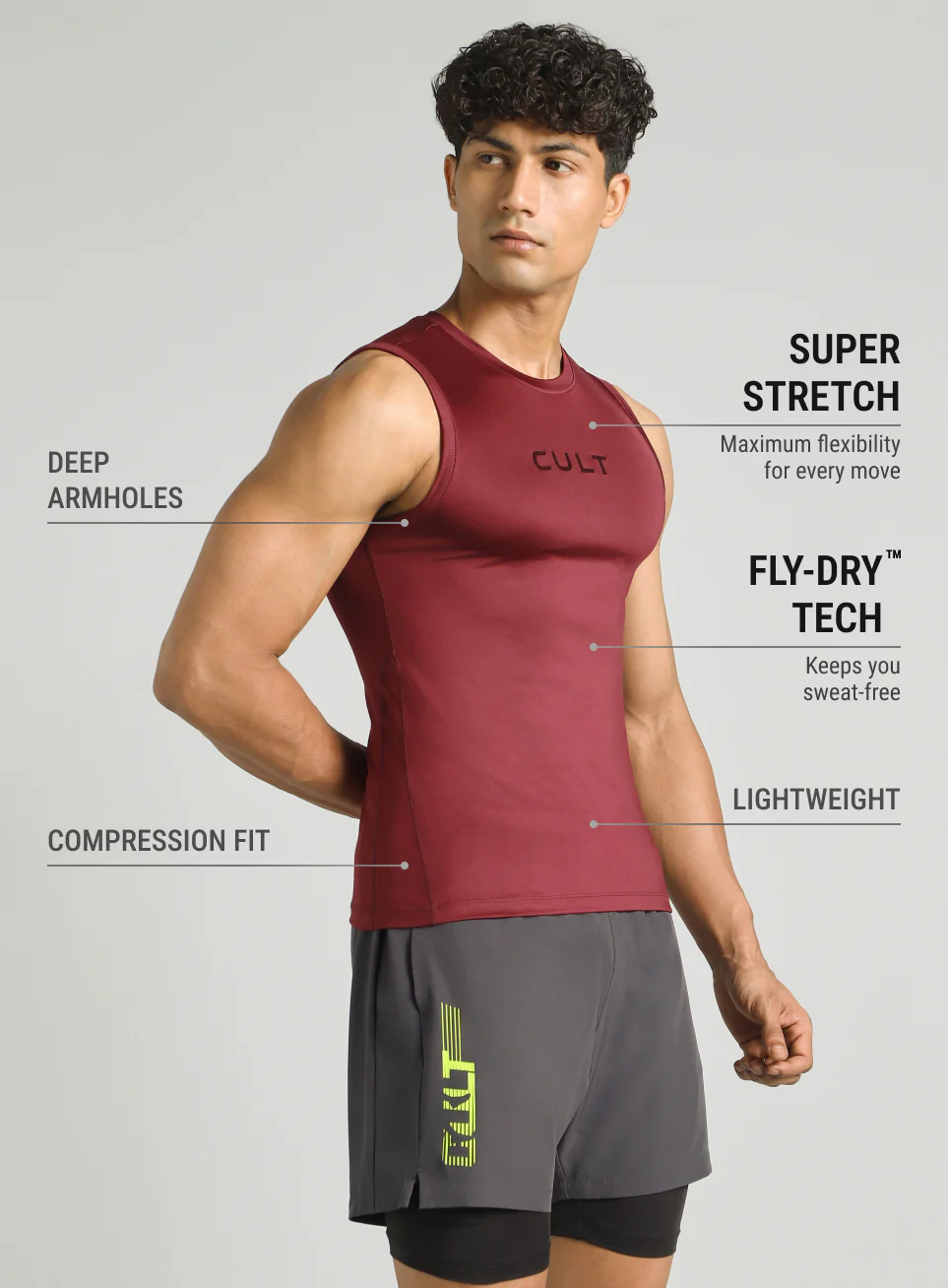 Men's Maroon Power Lifter Compression Tank - Image 5
