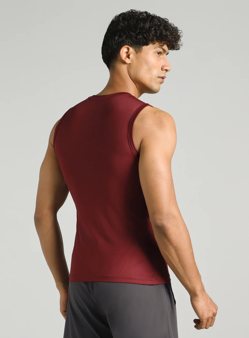 Men's Maroon Power Lifter Compression Tank - Image 6