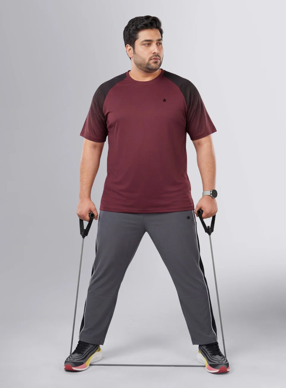 Men's Maroon Power Pop Training Plus Size T-shirt - Image 3