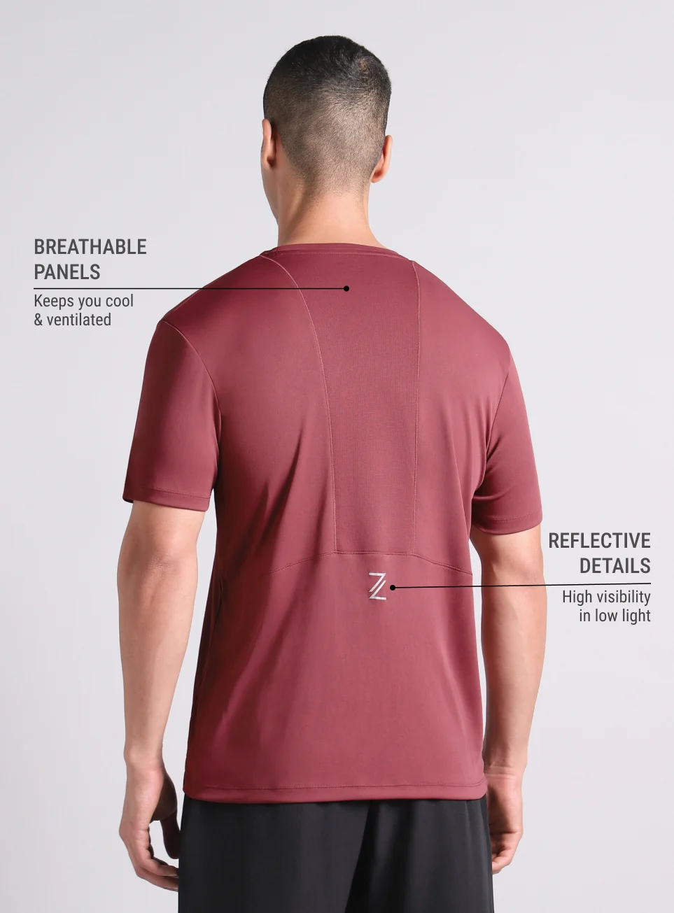 Men's Maroon Runner's Essential Trail Run T-shirt - Image 6