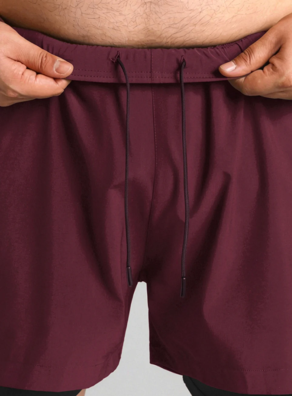 Men's Maroon Running Plus Size In-Built Shorts - Image 10