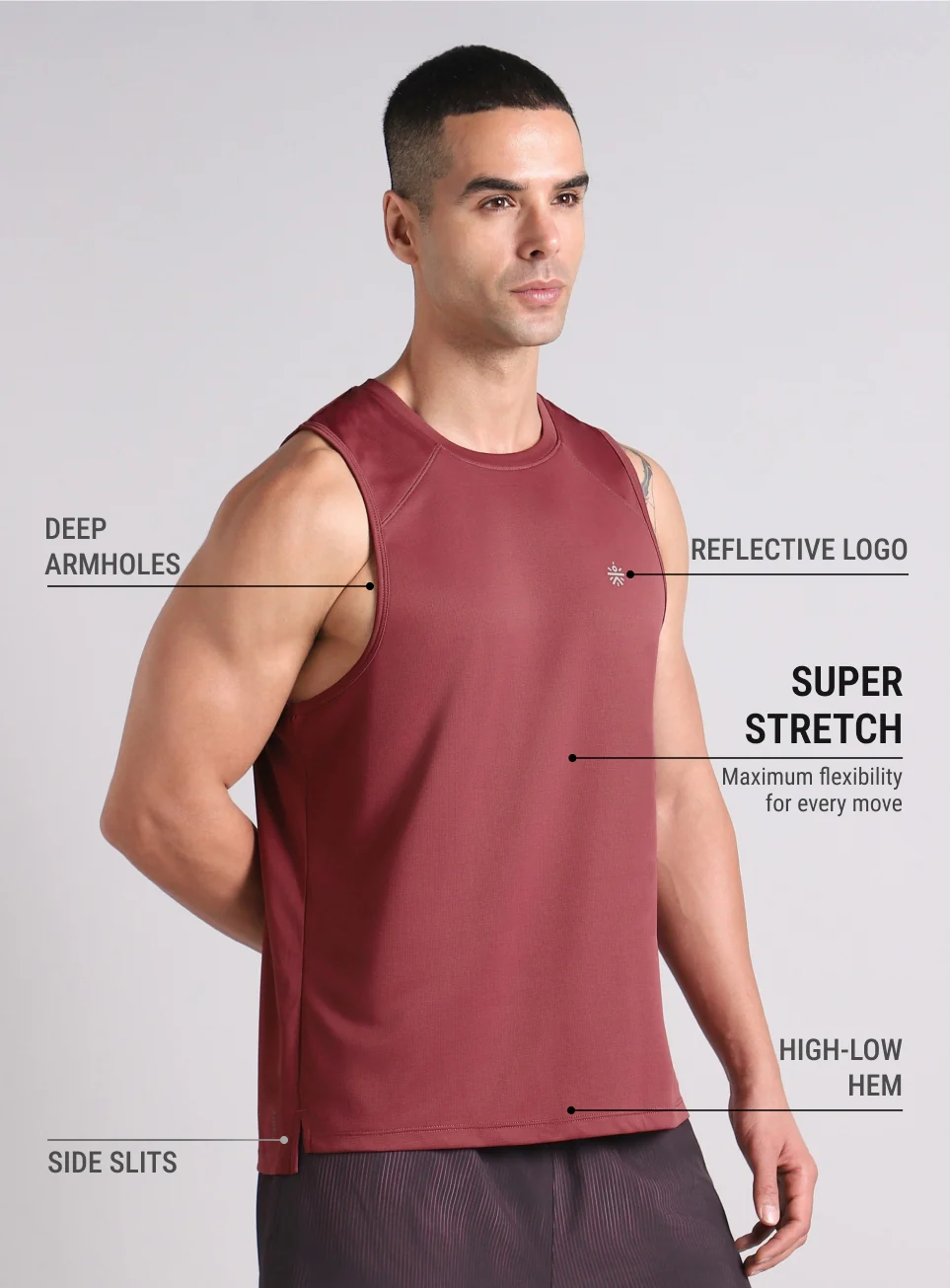 Men's Maroon Running Pro Tank - Image 5