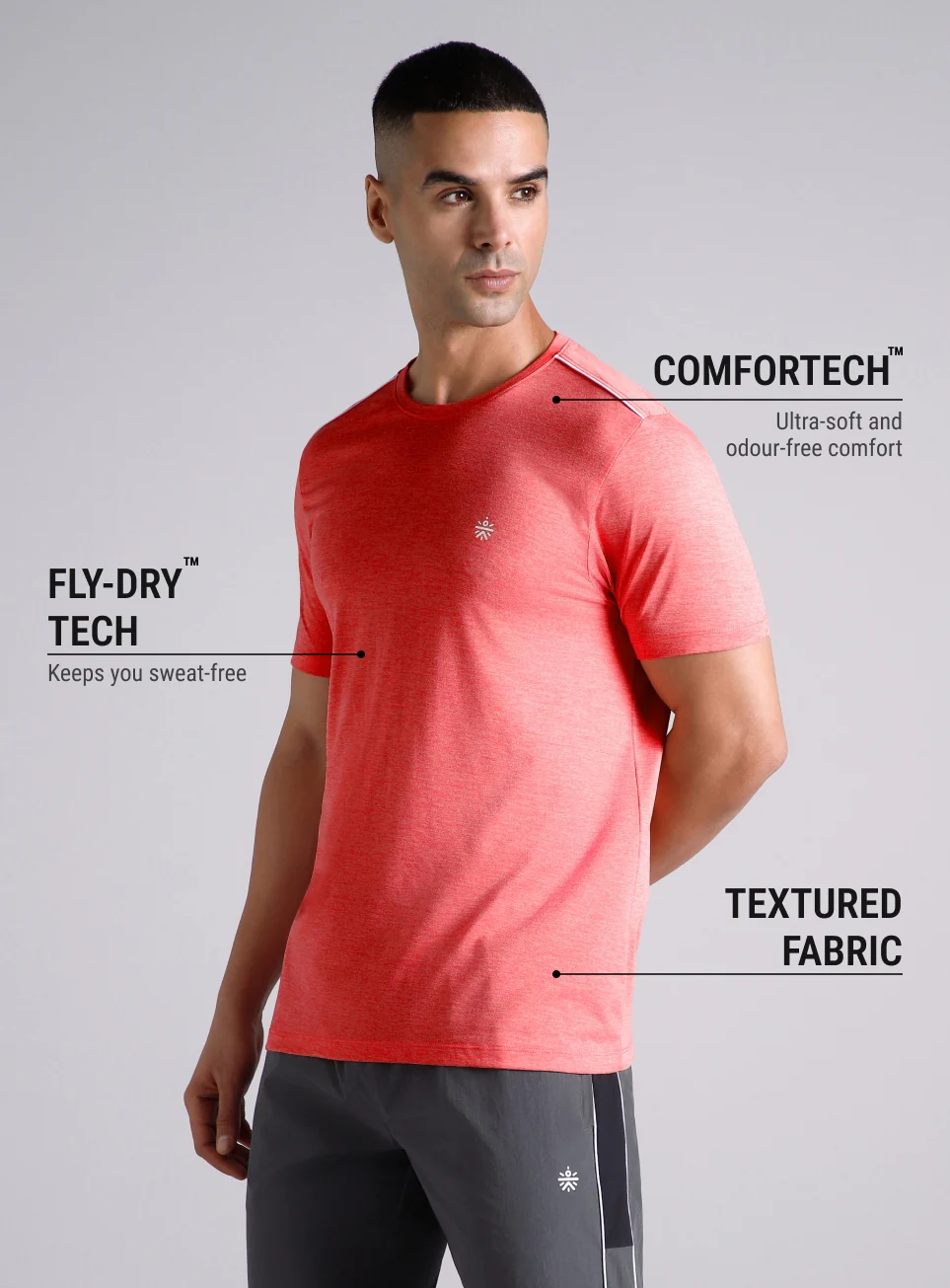Men's Move All Day Peach Comfortech T-shirt - Image 5