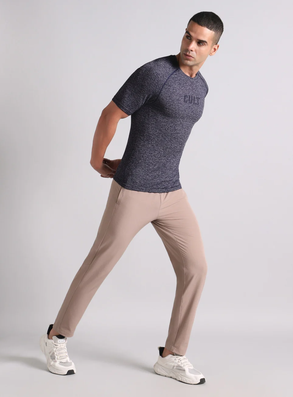 Men's Navy All format Training Slim Fit Seamless T-shirt - Image 2
