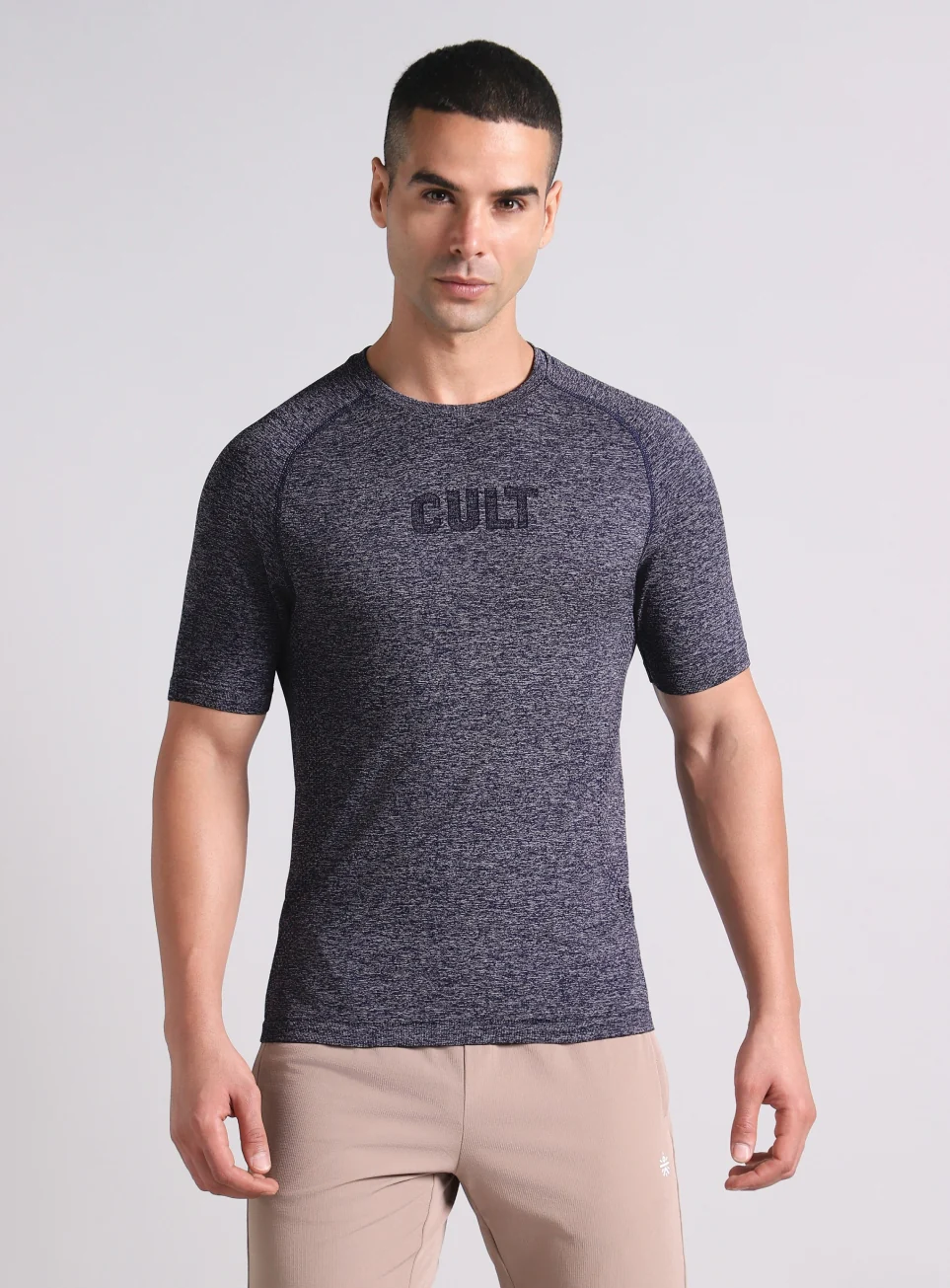 Men's Navy All format Training Slim Fit Seamless T-shirt - Image 4