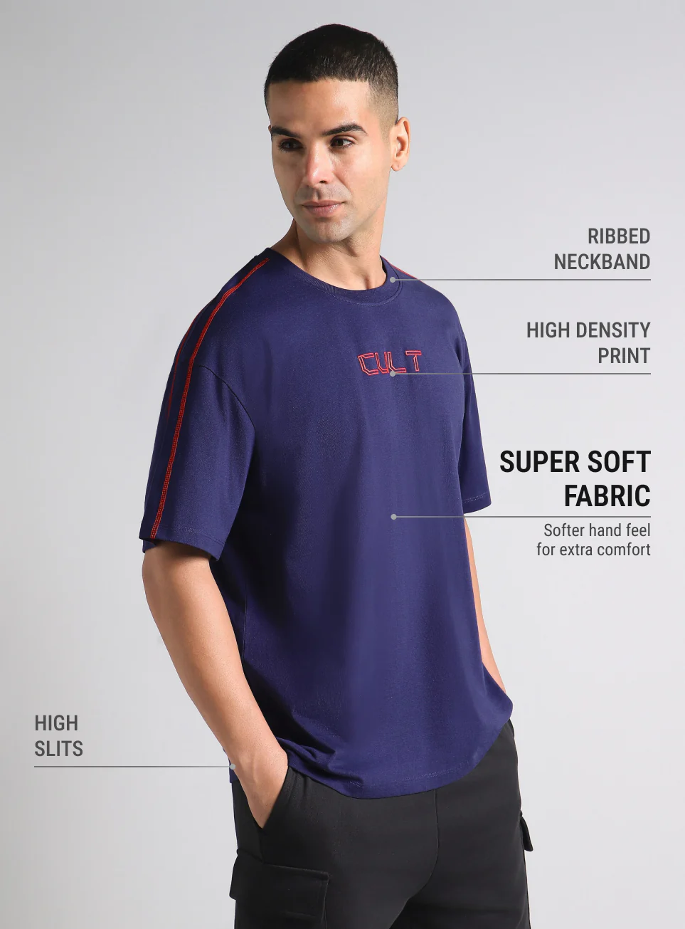 Men's Navy Built Different Oversized Fit T-shirt - Image 5