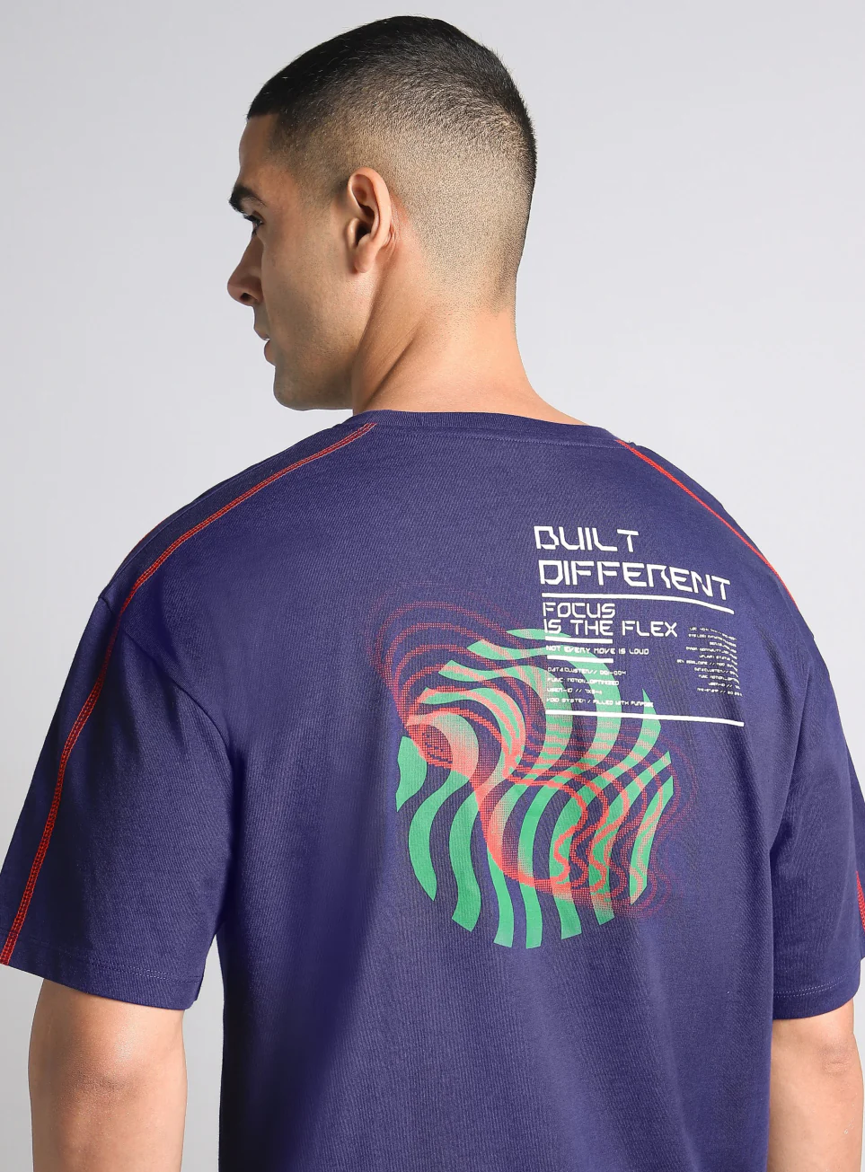 Men's Navy Built Different Oversized Fit T-shirt - Image 8
