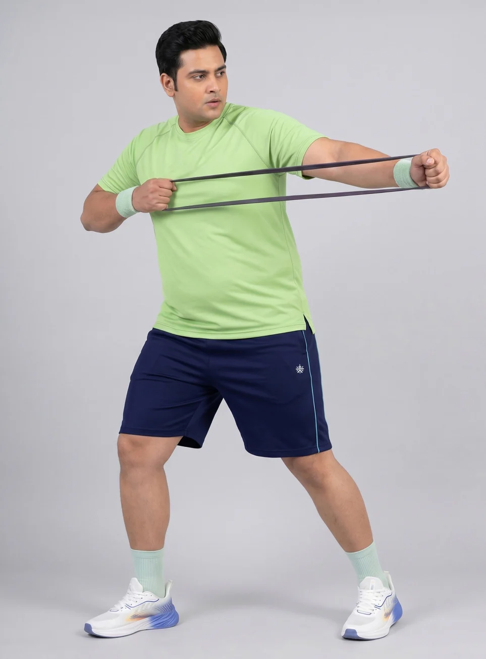 Men's Navy Edge Line Training Plus Size Shorts - Image 3