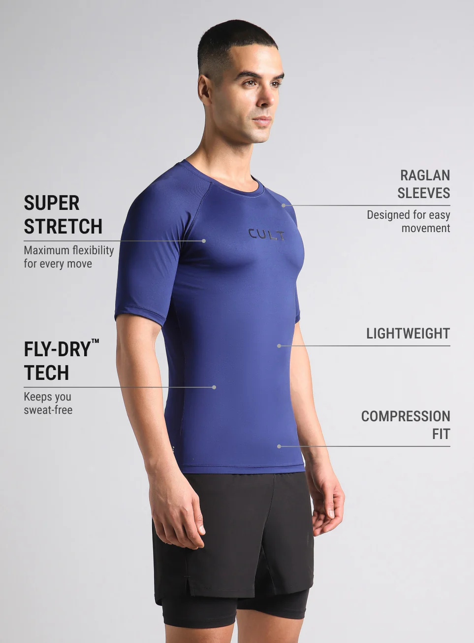 Men's Navy Power Compression T-shirt - Image 5