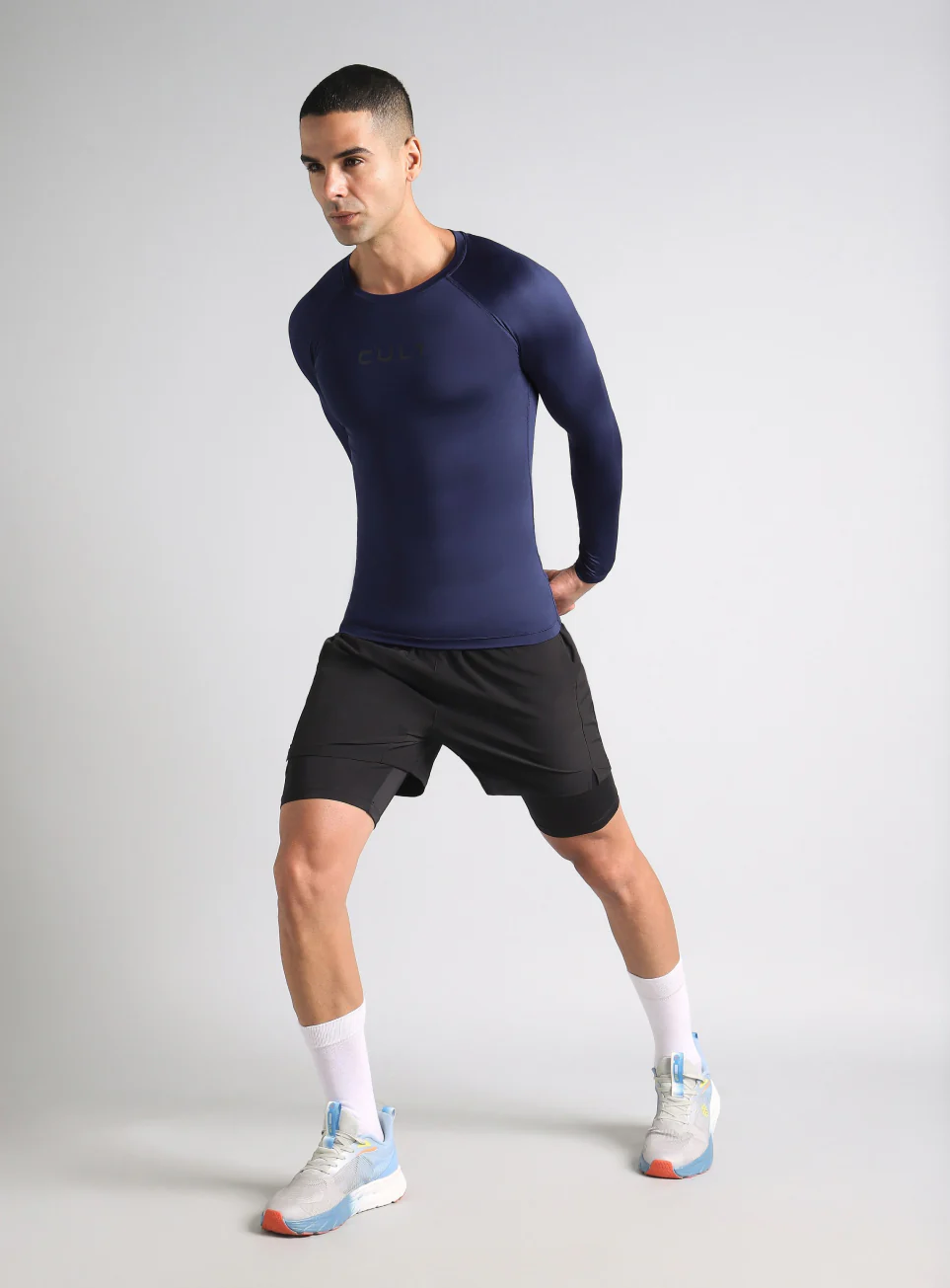 Men's Navy Power Compression Full Sleeve T-shirt - Image 2