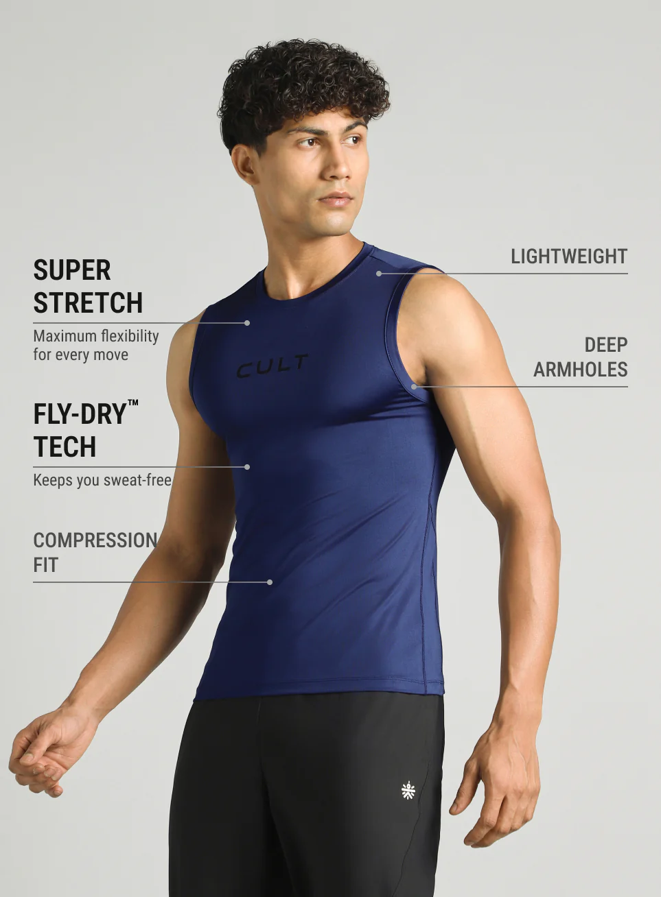 Men's Navy Power Lifter Compression Tank - Image 5