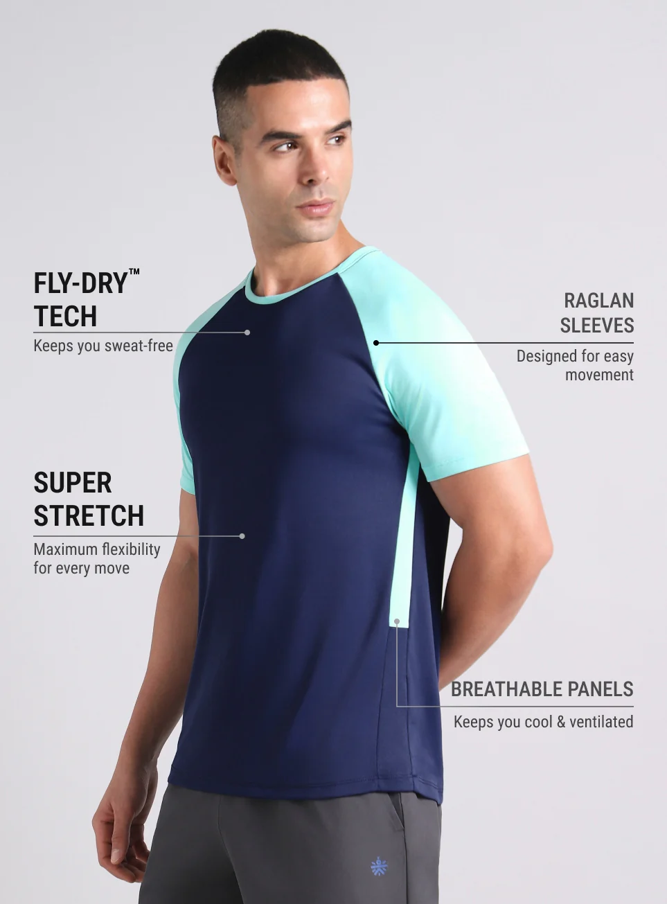 Men's Navy Power Up Training T-shirt - Image 5