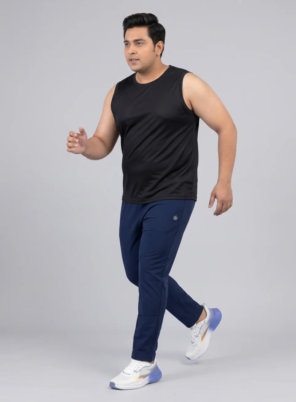 Men's Navy Runner's Essential Plus Size Trackpants - Image 3