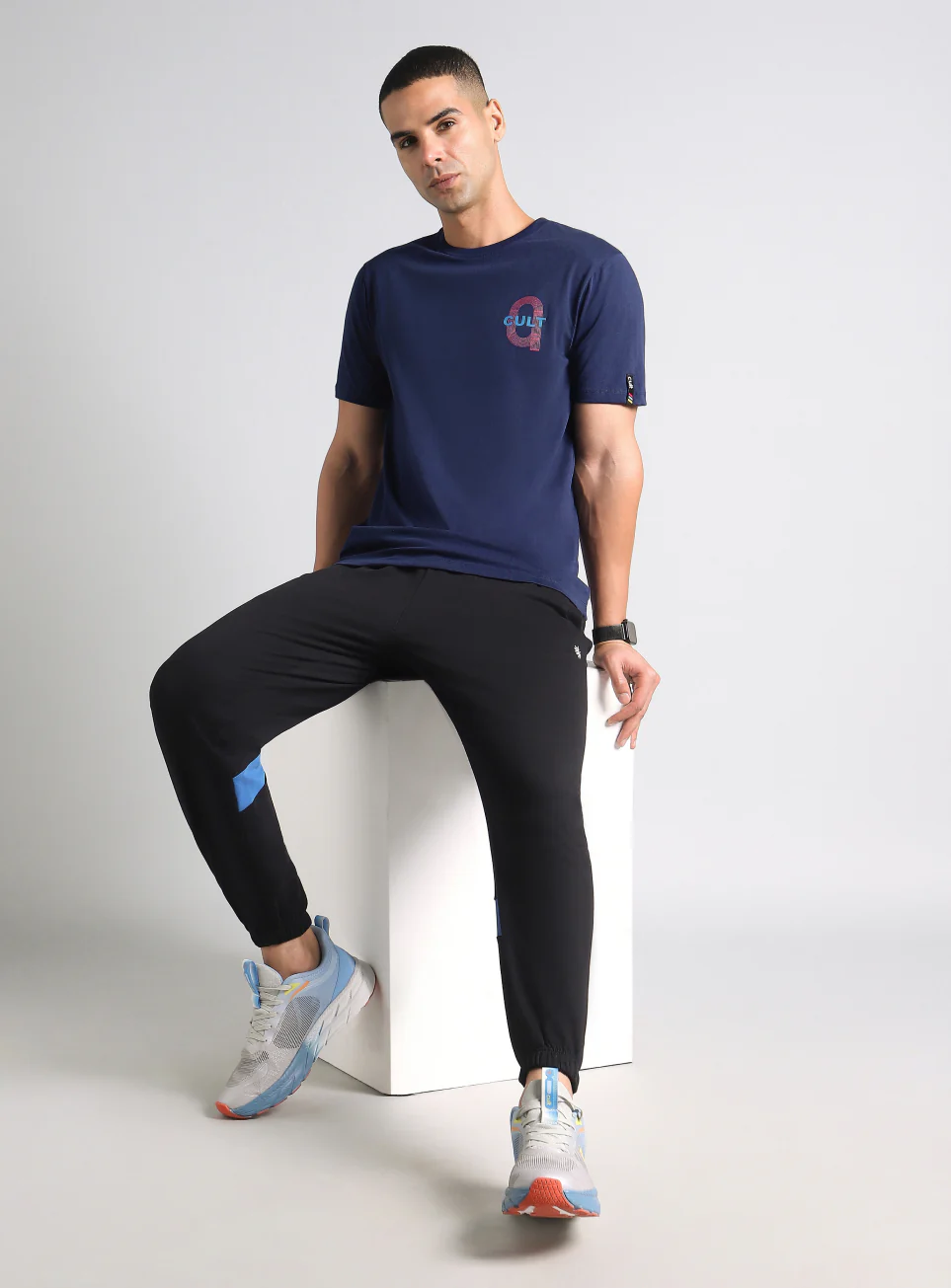 Men's Navy Sporty Racertrack T-Shirt - Image 2