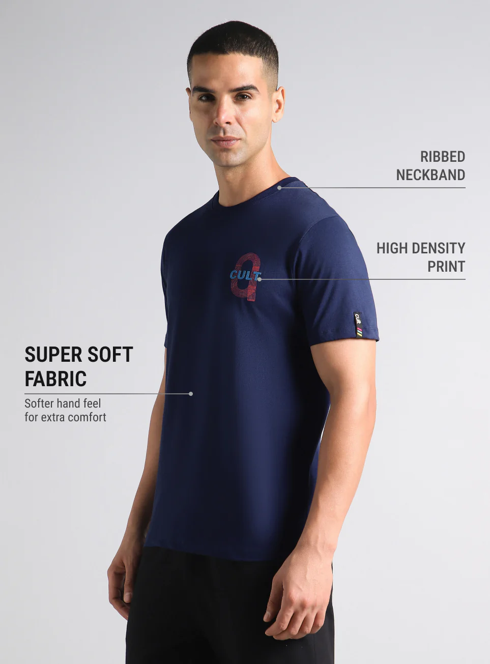 Men's Navy Sporty Racertrack T-Shirt - Image 5