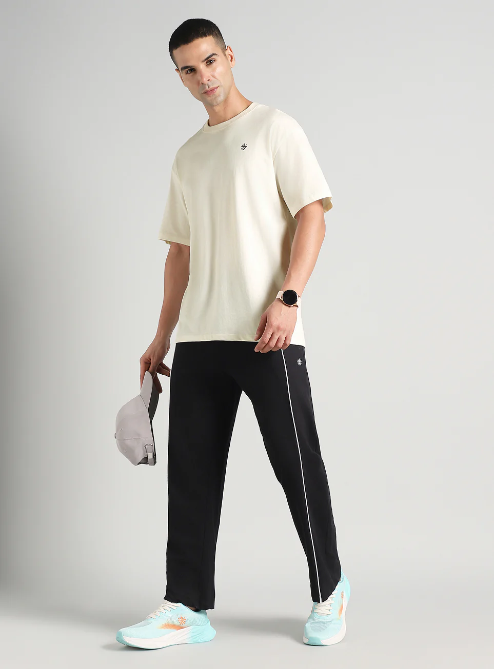 Men's Off White Built-In Motion Graphic Oversized T-shirt - Image 2
