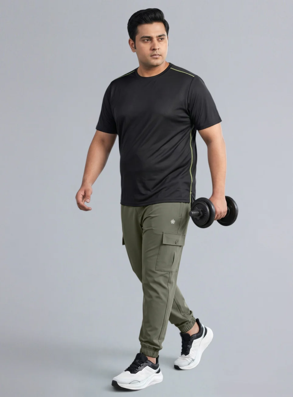 Men's Olive Cargo Training Plus Size Joggers - Image 2
