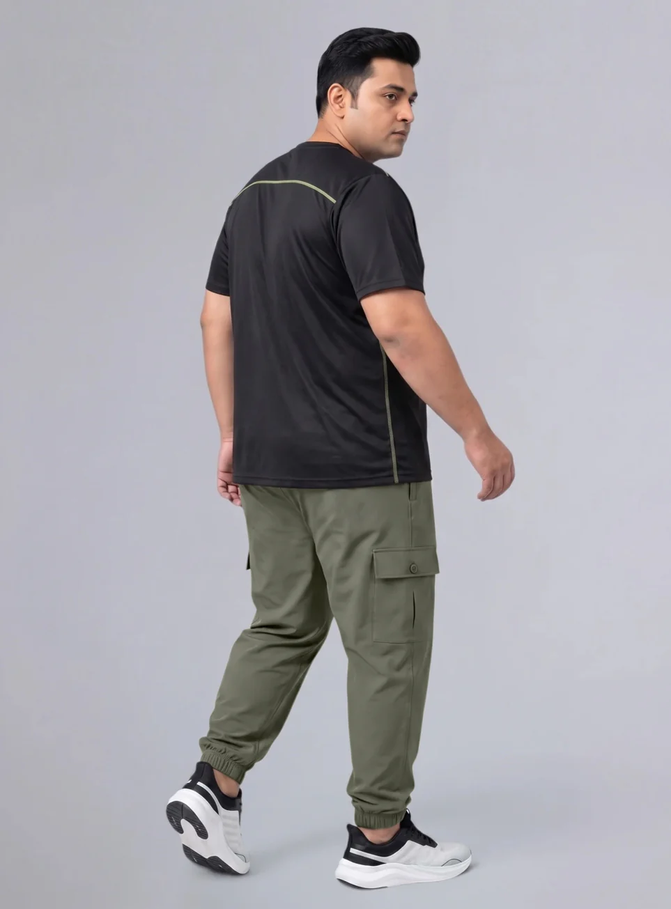 Men's Olive Cargo Training Plus Size Joggers - Image 3