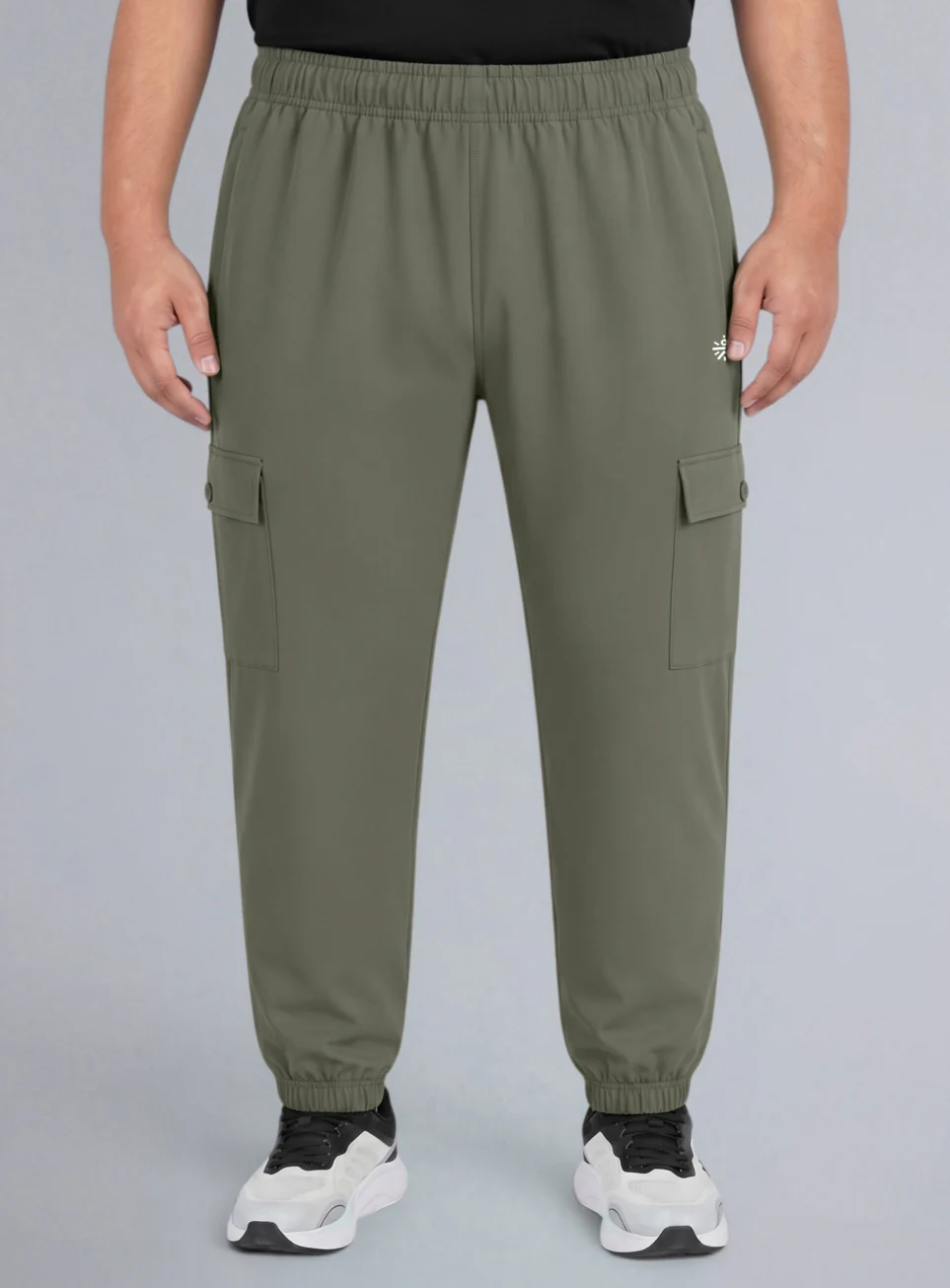 Men's Olive Cargo Training Plus Size Joggers - Image 4