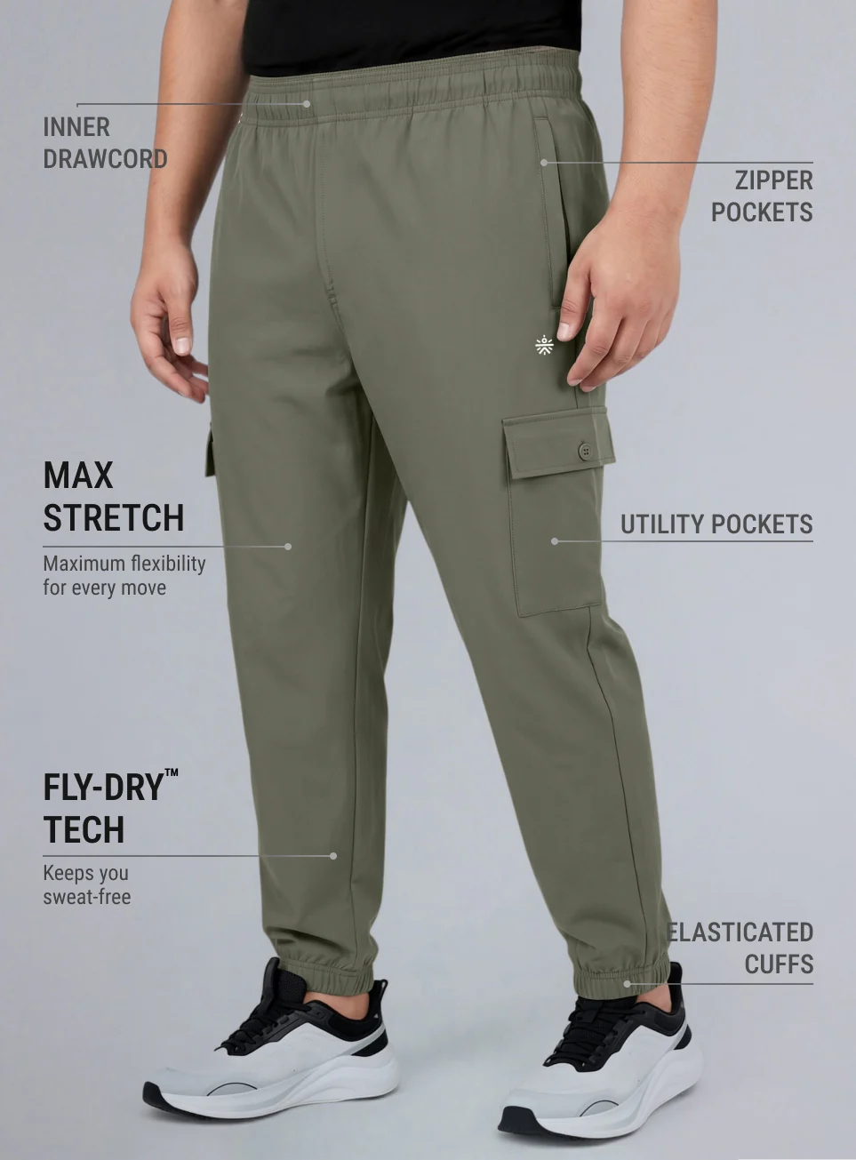 Men's Olive Cargo Training Plus Size Joggers - Image 5