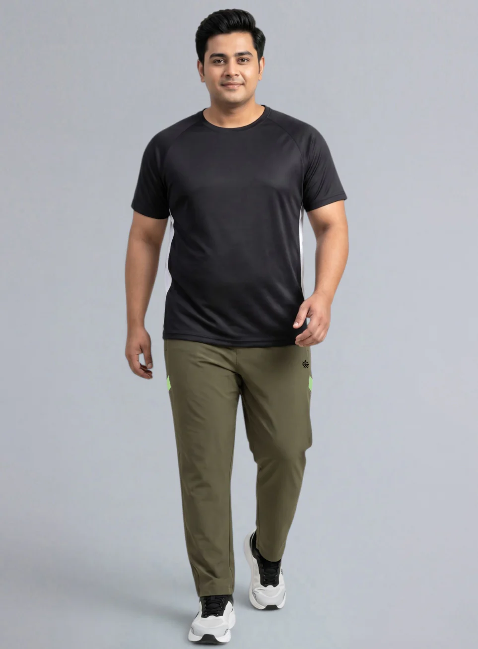 Men's Olive Power Pop Plus Size Straight Fit Trackpants - Image 2