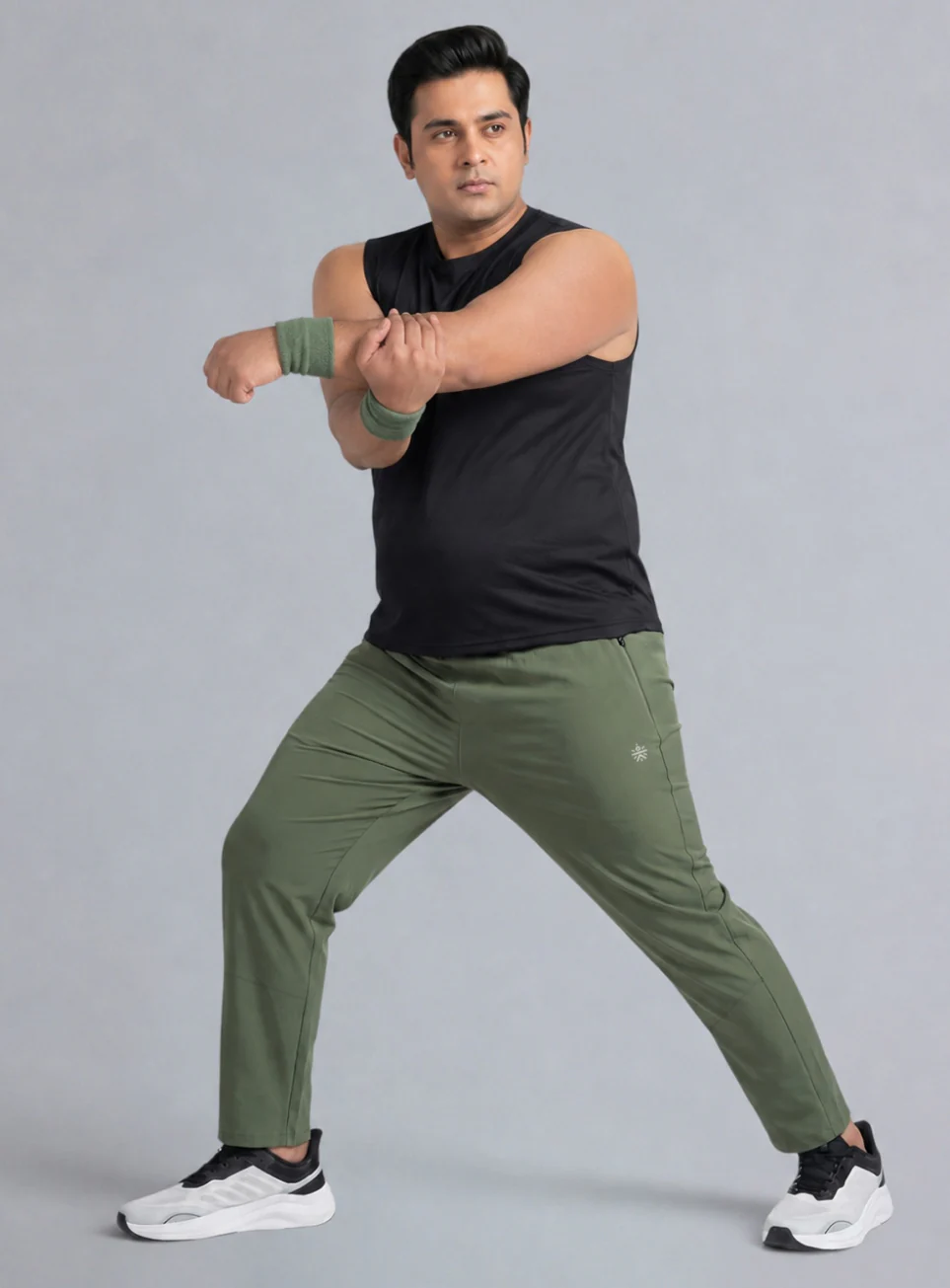 Men's Olive Runner's Essential Plus Size Trackpants - Image 3