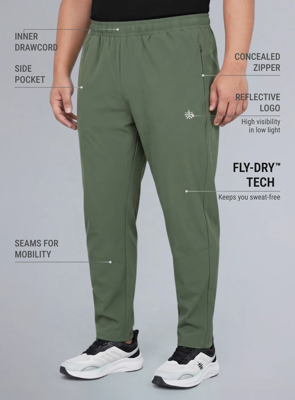 Men's Olive Runner's Essential Plus Size Trackpants - Image 5