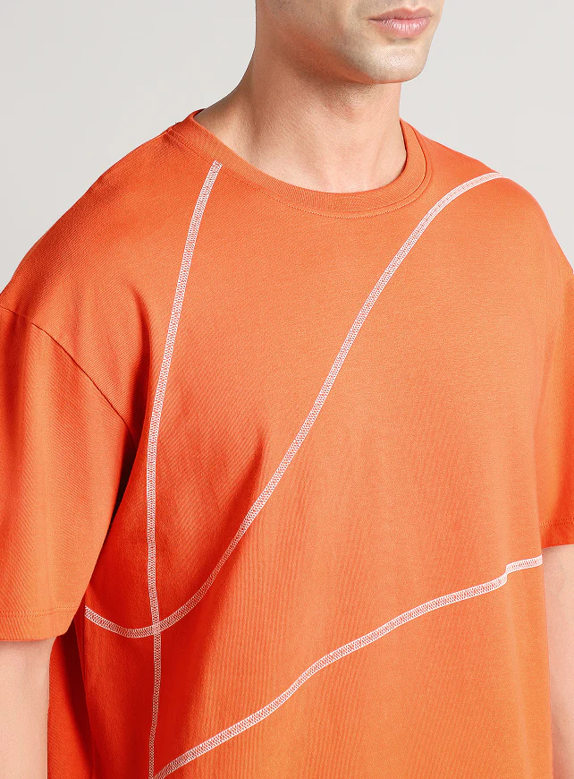 Men's Orange Basketball Imprint Relaxed Fit T-shirt - Image 7