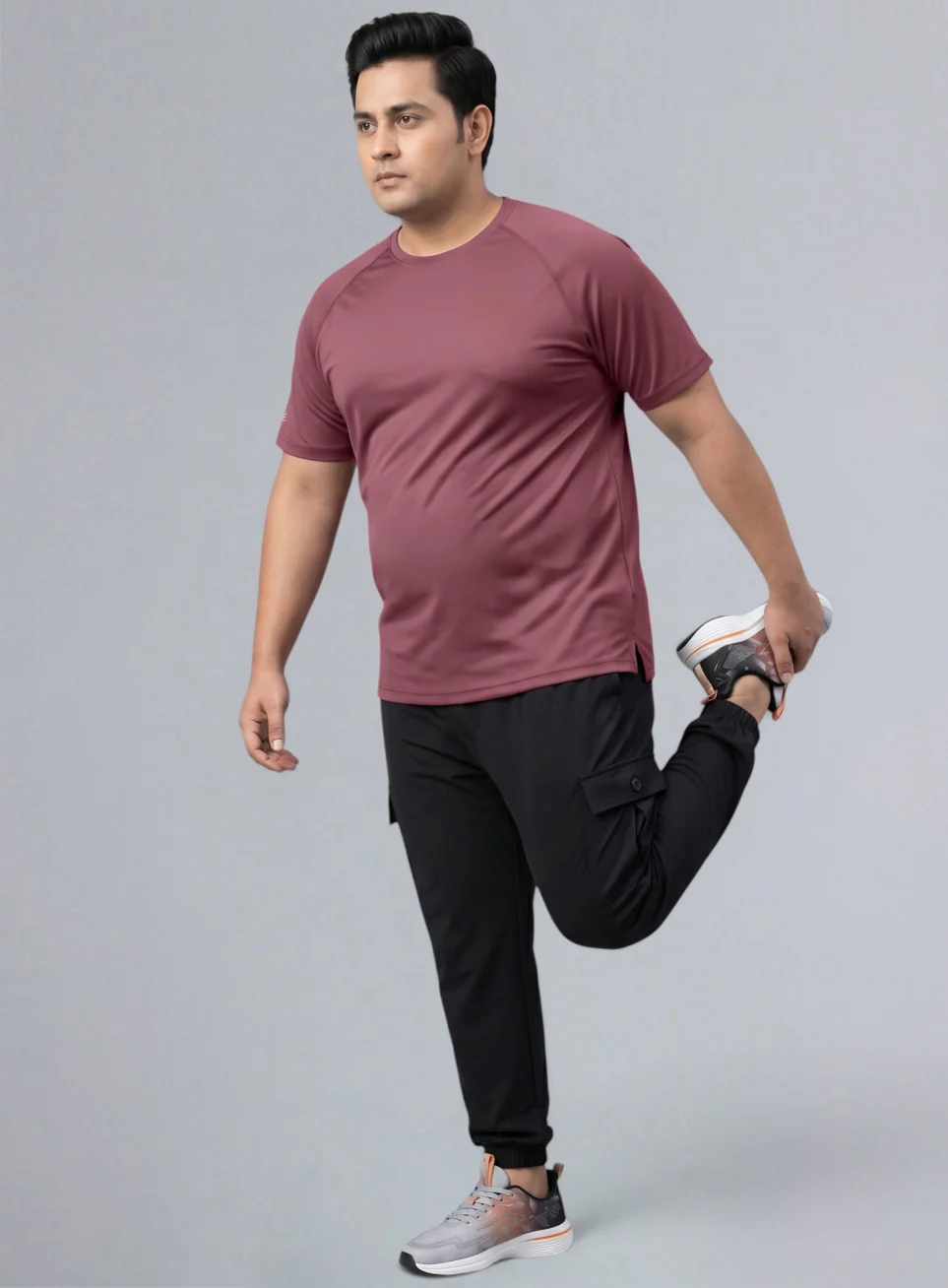 Men's Pink Ultimate Running Plus Size Regular Fit T-shirt - Image 2