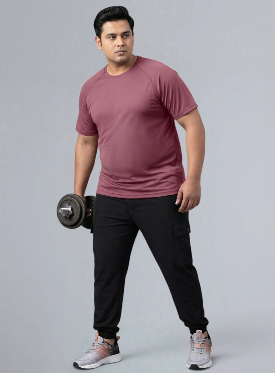 Men's Pink Ultimate Running Plus Size Regular Fit T-shirt - Image 3